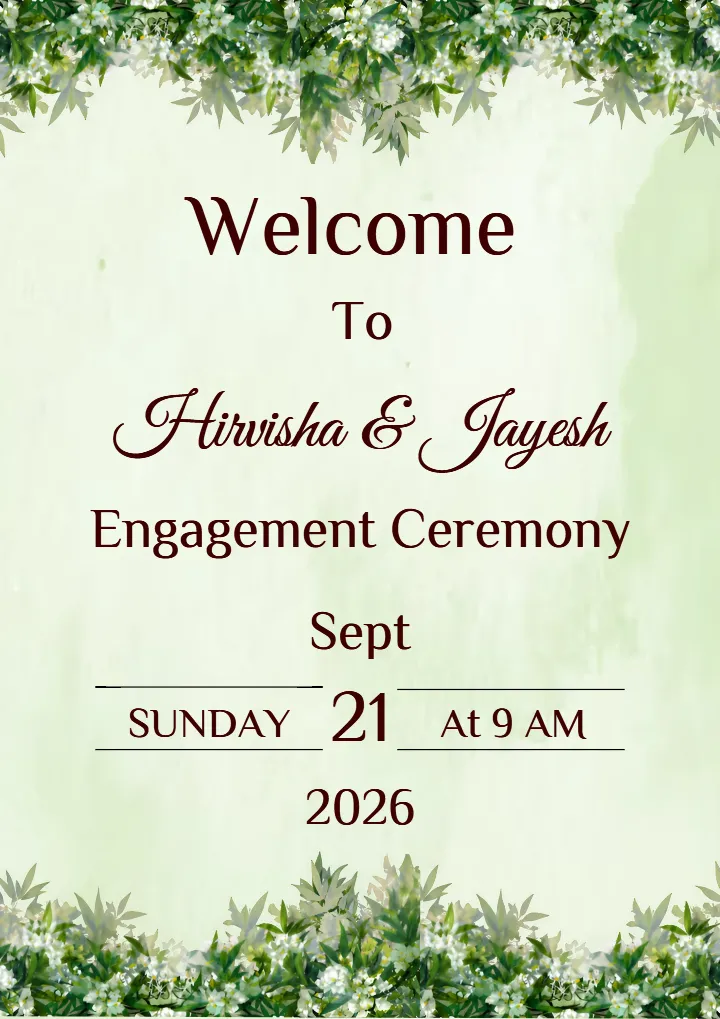 Leaf Border Engagement Welcome Standee for Entry Setup