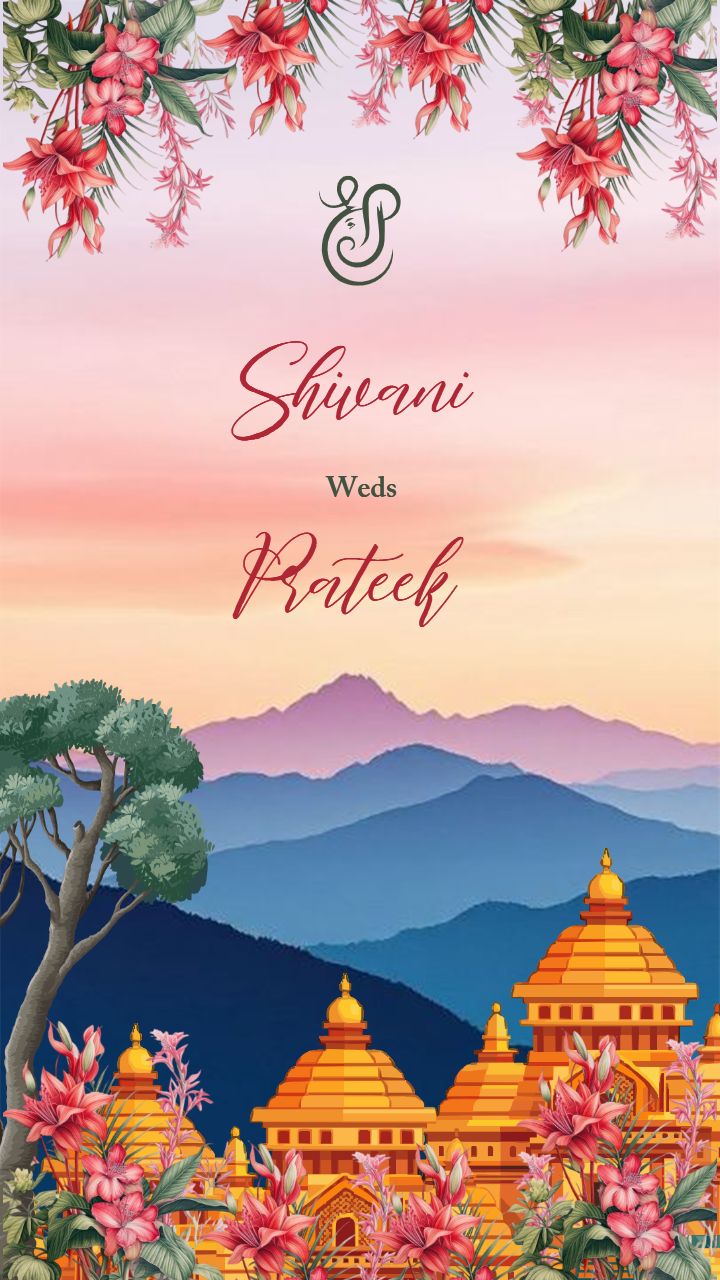 Royal Rajasthani Wedding Invitation with Temple Design