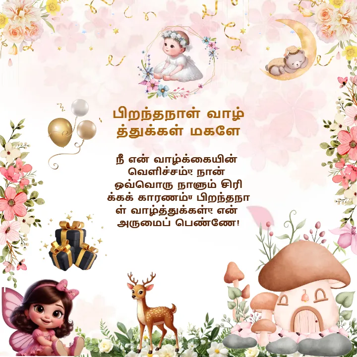 Happy Birthday Wishes in Tamil for Cute Daughter HD Images