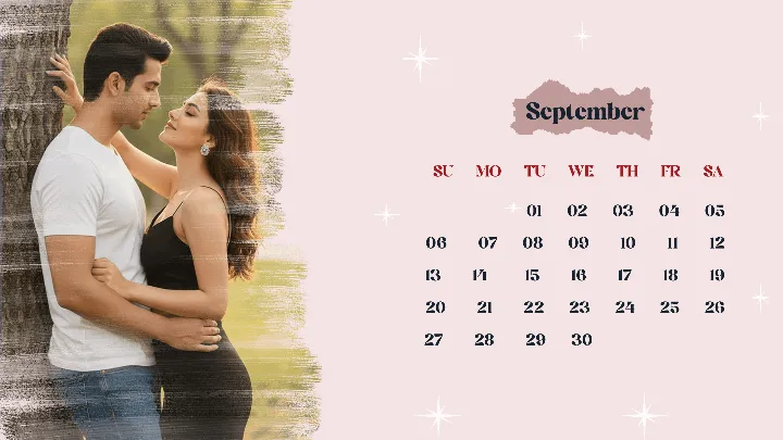 Calender Template For Romantic Couple Photo Memories