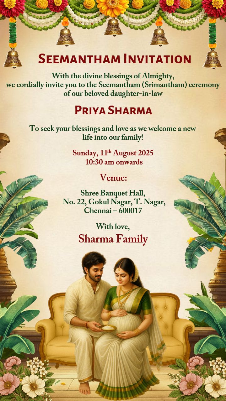 Couple Theme Video Template for Seemantham Invitation