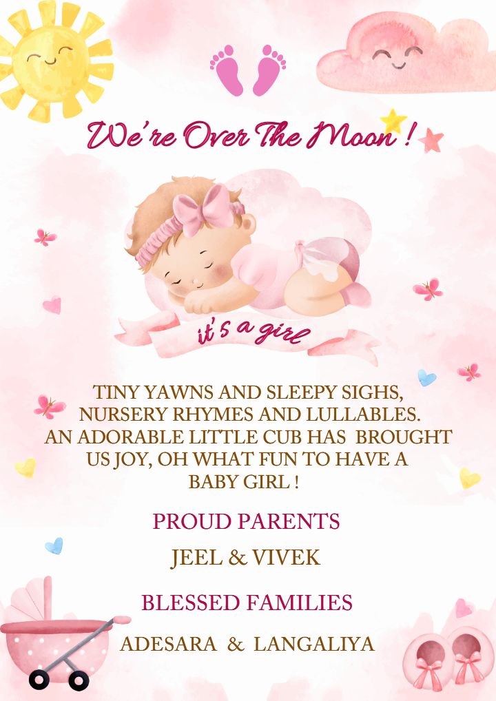 Baby Welcome Invitation Card Lovely Baby Girl Theme