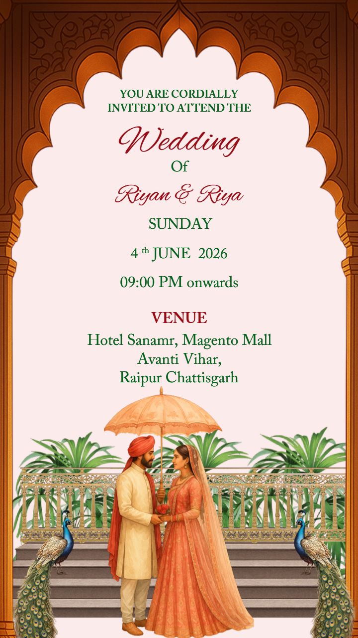 design a wedding invitation card with royal flair