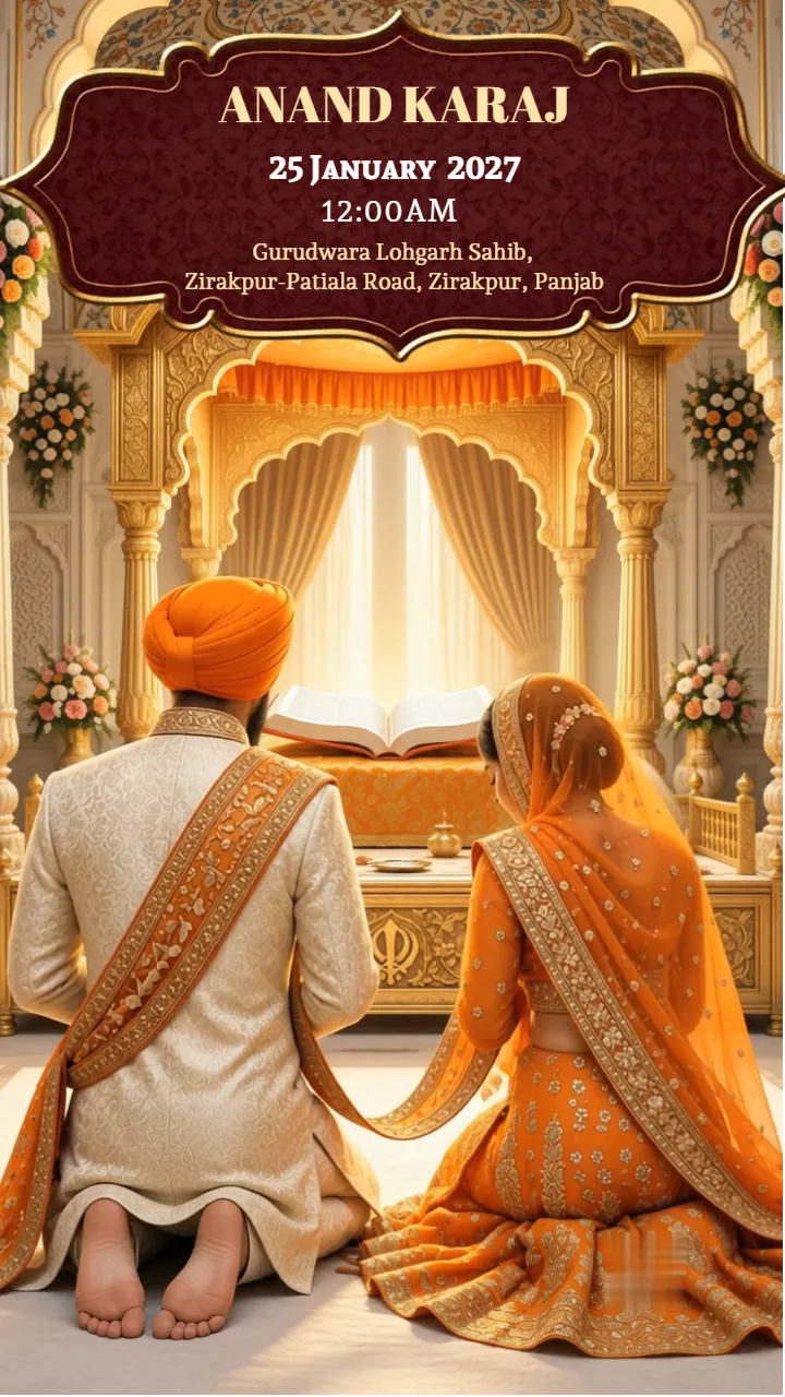 Punjabi Wedding Invitation Video in Maroon and Gold Theme