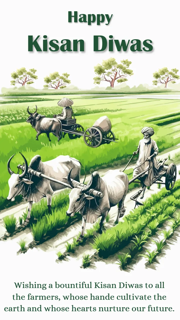 Happy Kisan Diwas Post in English with Beautiful Farm Images
