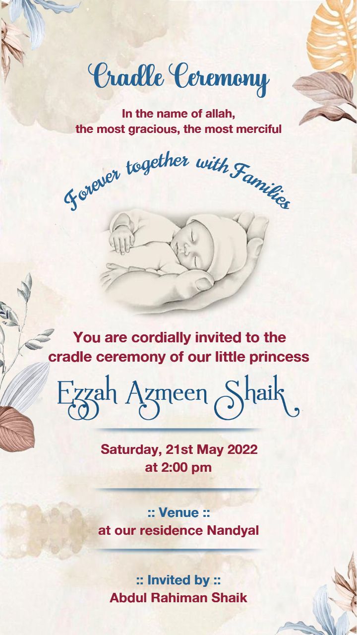 Cradle Ceremony Invitation Template for Family Event