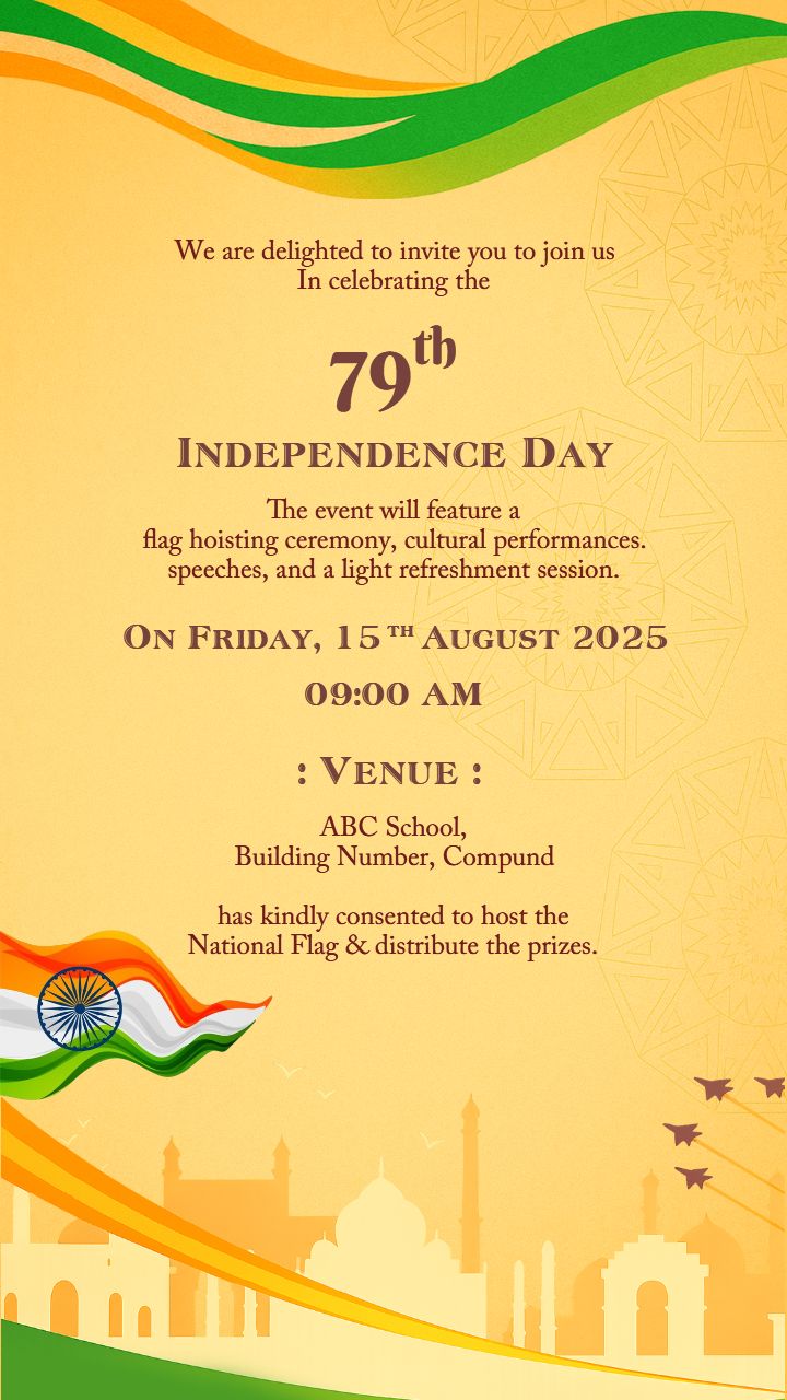 Independence Day Invitation Card Editable Template