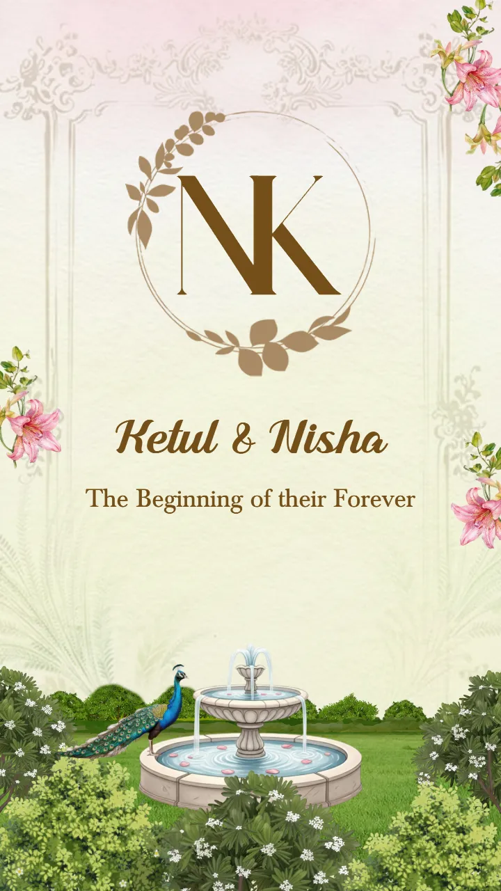 wedding invitation card romantic nature themed design