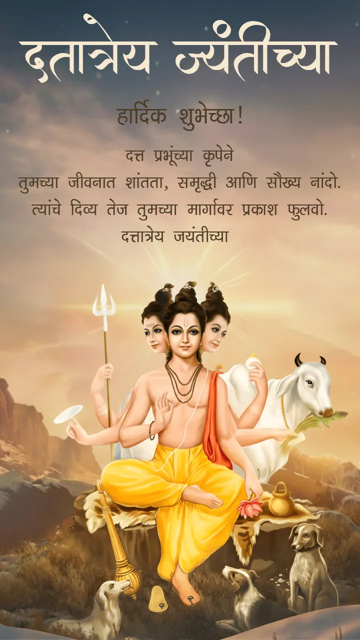 Devotional Datta Jayanti Video in Marathi with God and Cow