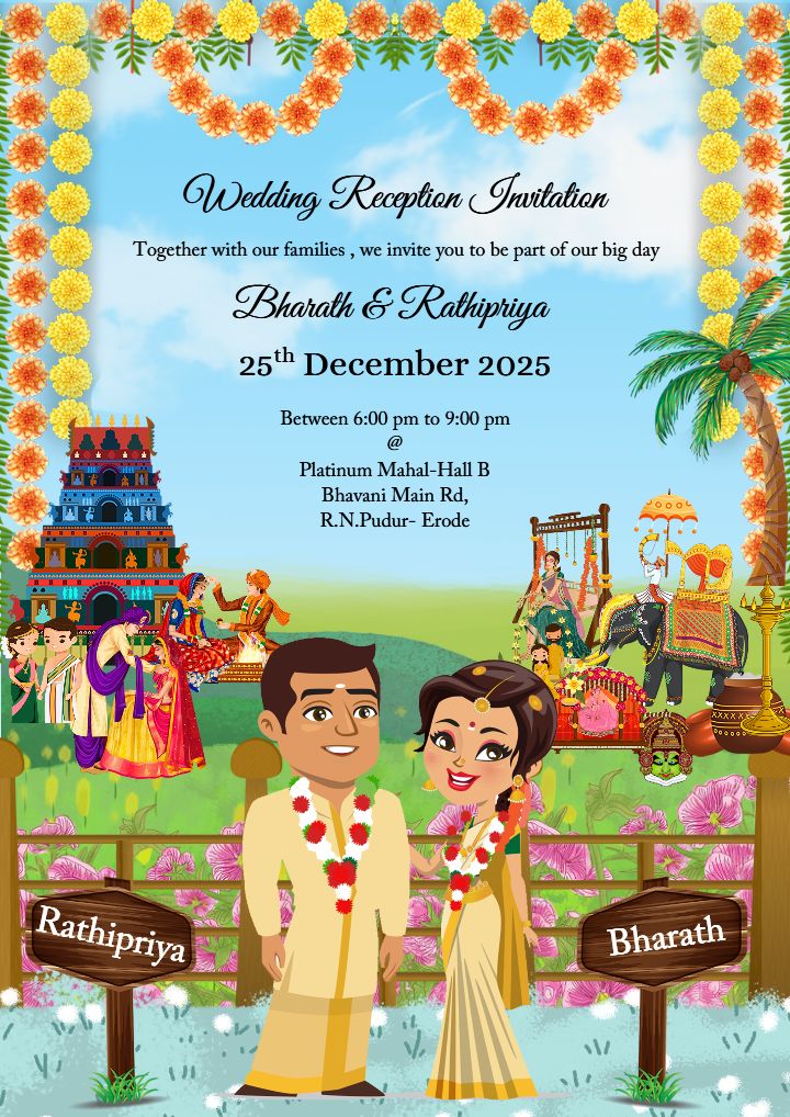 Personalize your wedding Reception card in minutes