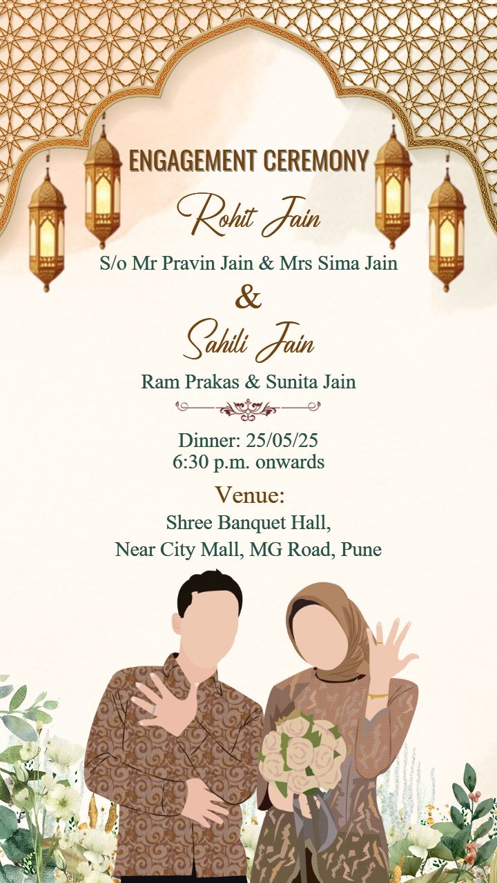 Exclusive Digital Muslim Engagement Invitation Template