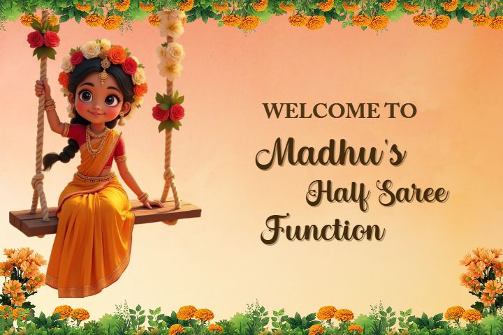 Traditional Half Saree Welcome Board for Girls Event