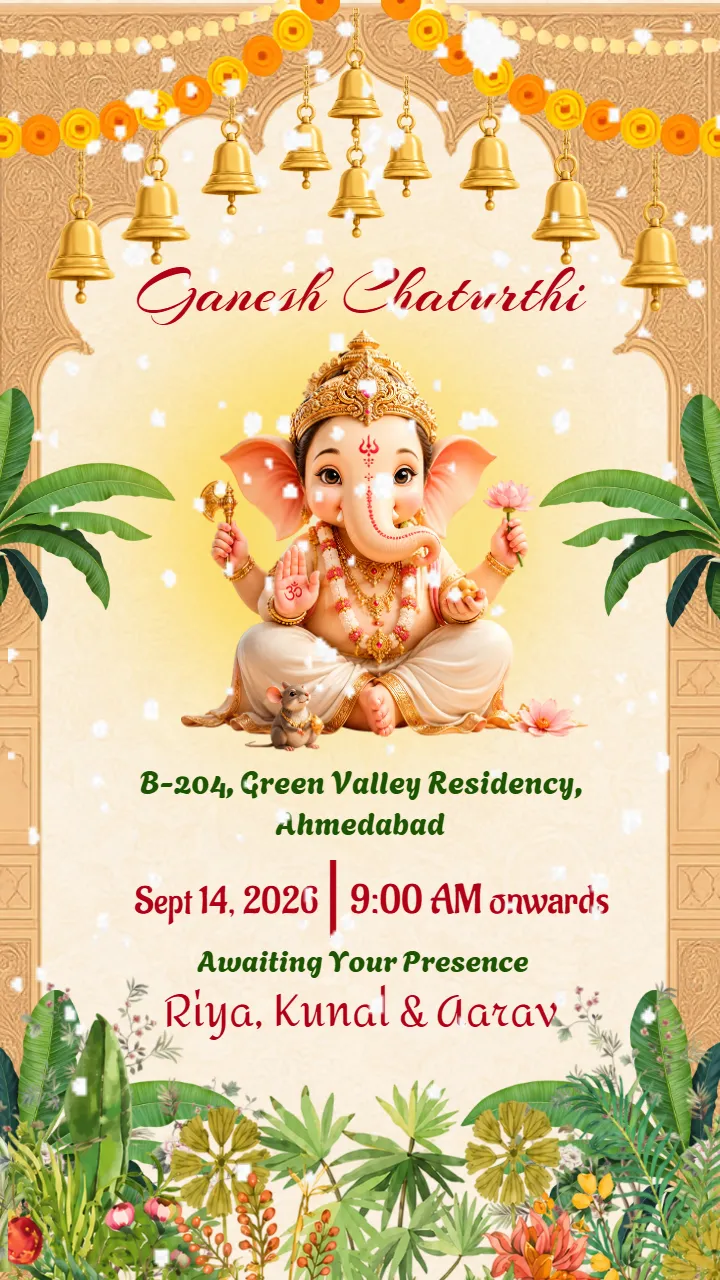 Ganesh Chaturthi Video Invitation with Festive Design