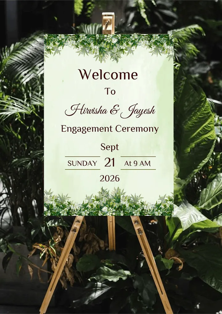 Leaf Border Engagement Welcome Standee for Entry Setup