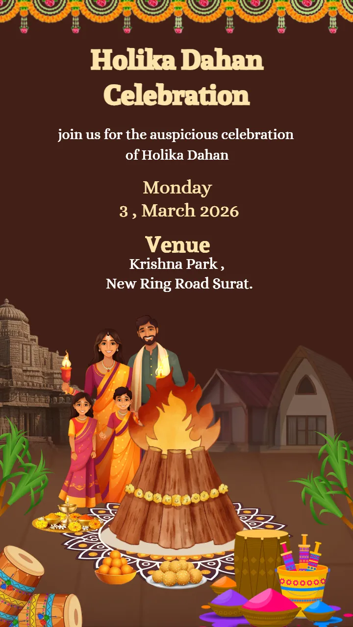 Beautiful Holika Dahan Invitation Card Designs for 2026