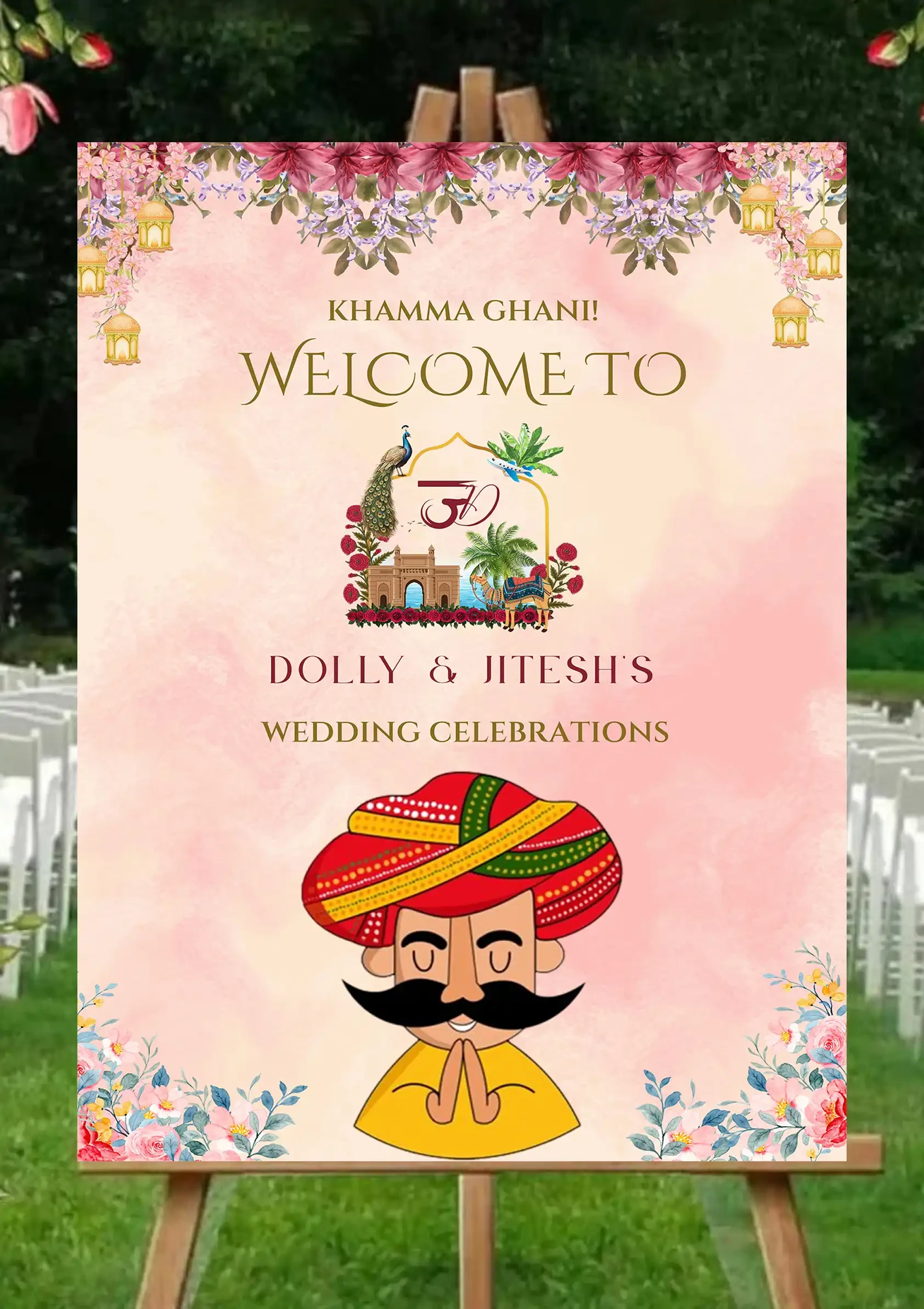 Khamma Ghani Royal Wedding Welcome Board Design