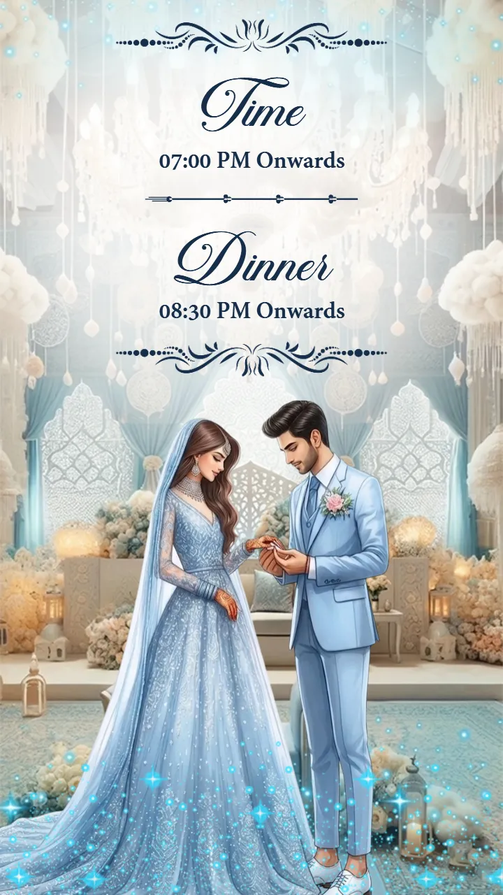 Engagement Invitation Card with Royal Blue Elegant Theme