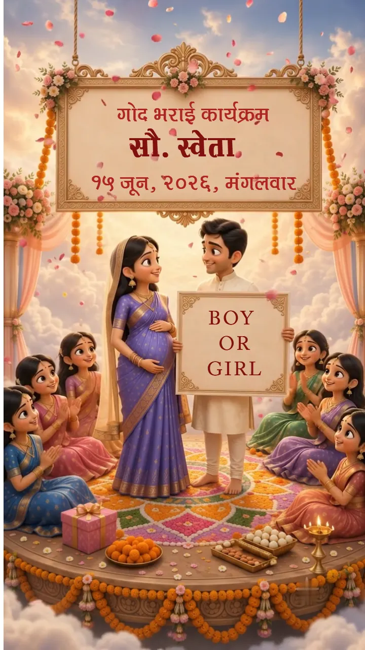 Godh Bharai Invitation 3D Video for Online MP4 Download
