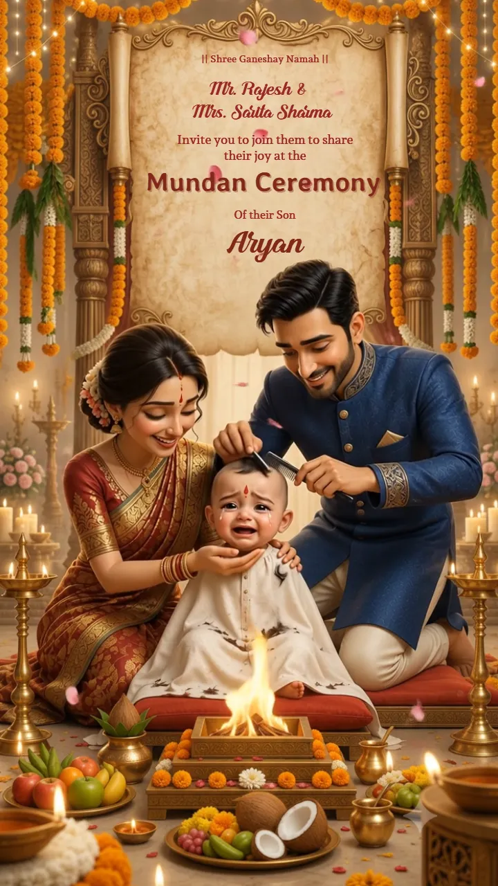 3D Mundan Ceremony Invitation Video With Baby Ceremony