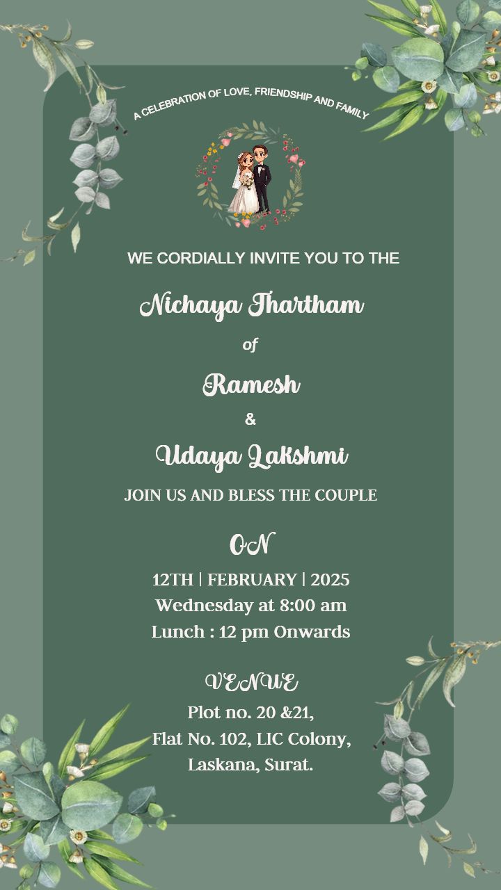 Charming Nichaya Thartham Card Design with Floral Border
