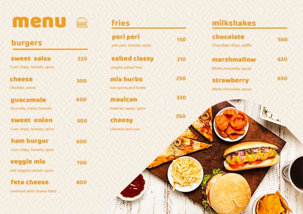 Hotel Menu Card Templates Free