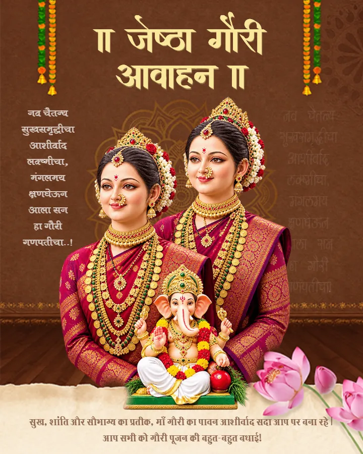 Gauri Puja Invitation Card Online with Marathi Designs