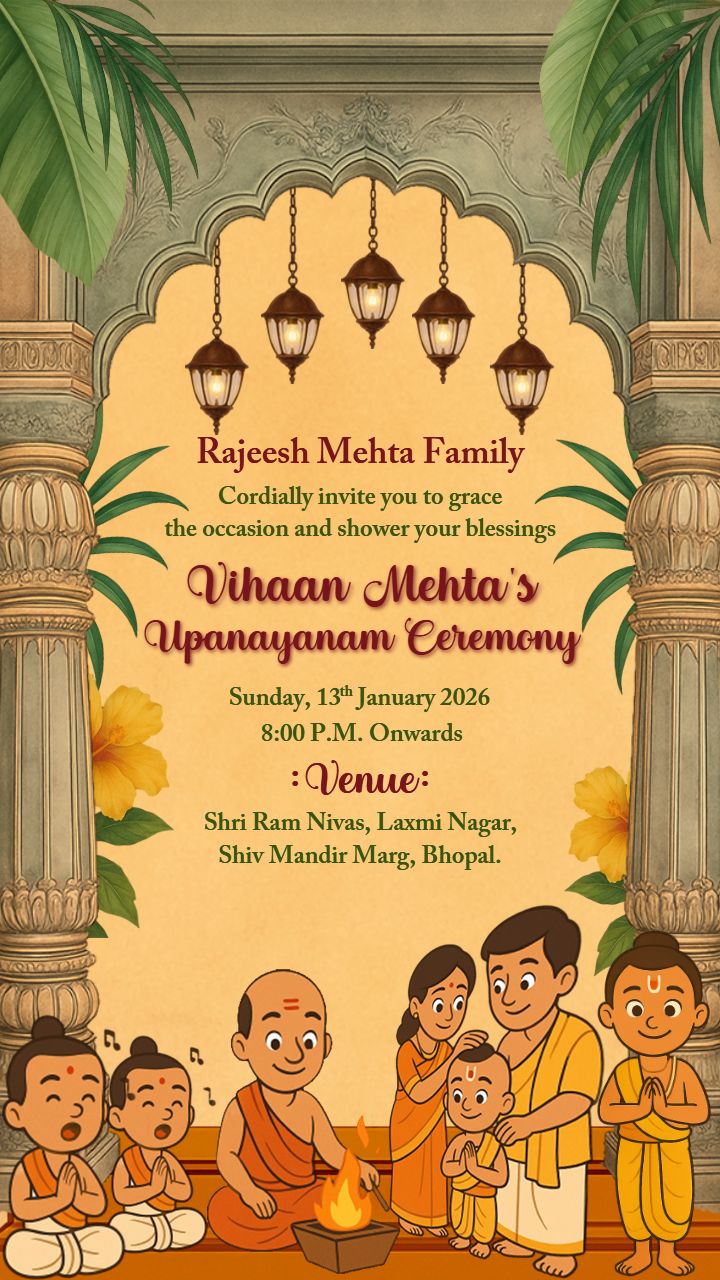 upanayanam ceremony invitation video in classic look