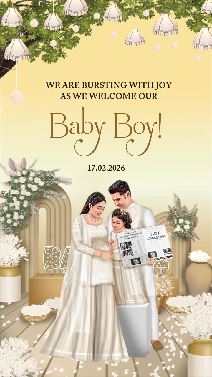 Baby Boy Announcement Video Template with Balloons