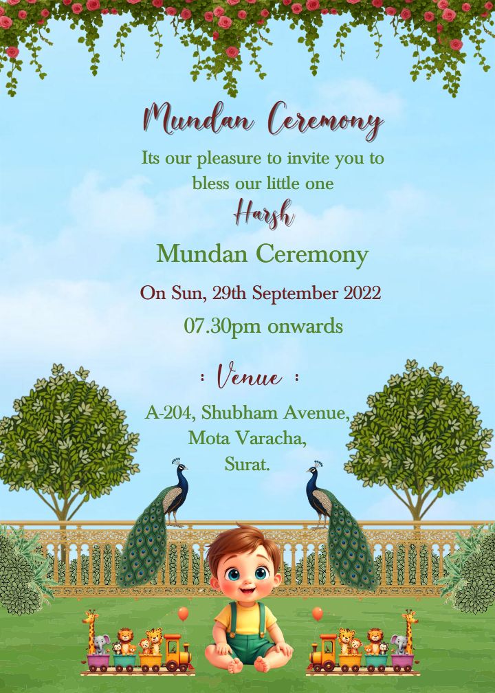 Online Mundan Invitation Card for WhatsApp Use