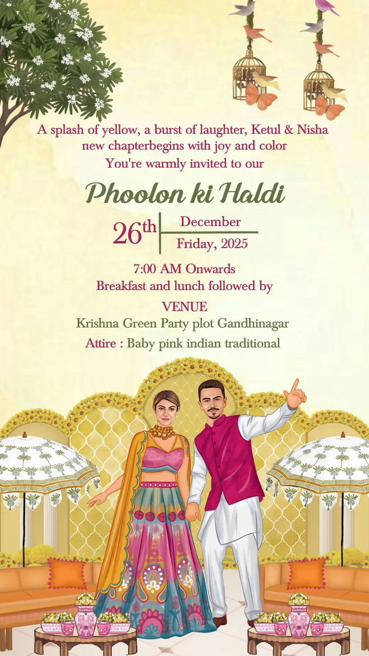 wedding invitation card romantic nature themed design