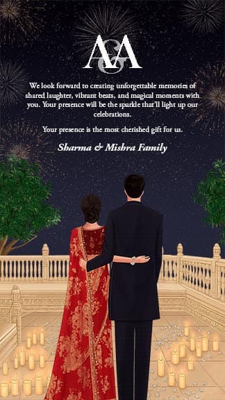 Traditional Wedding Invitation Template with Couple Backview