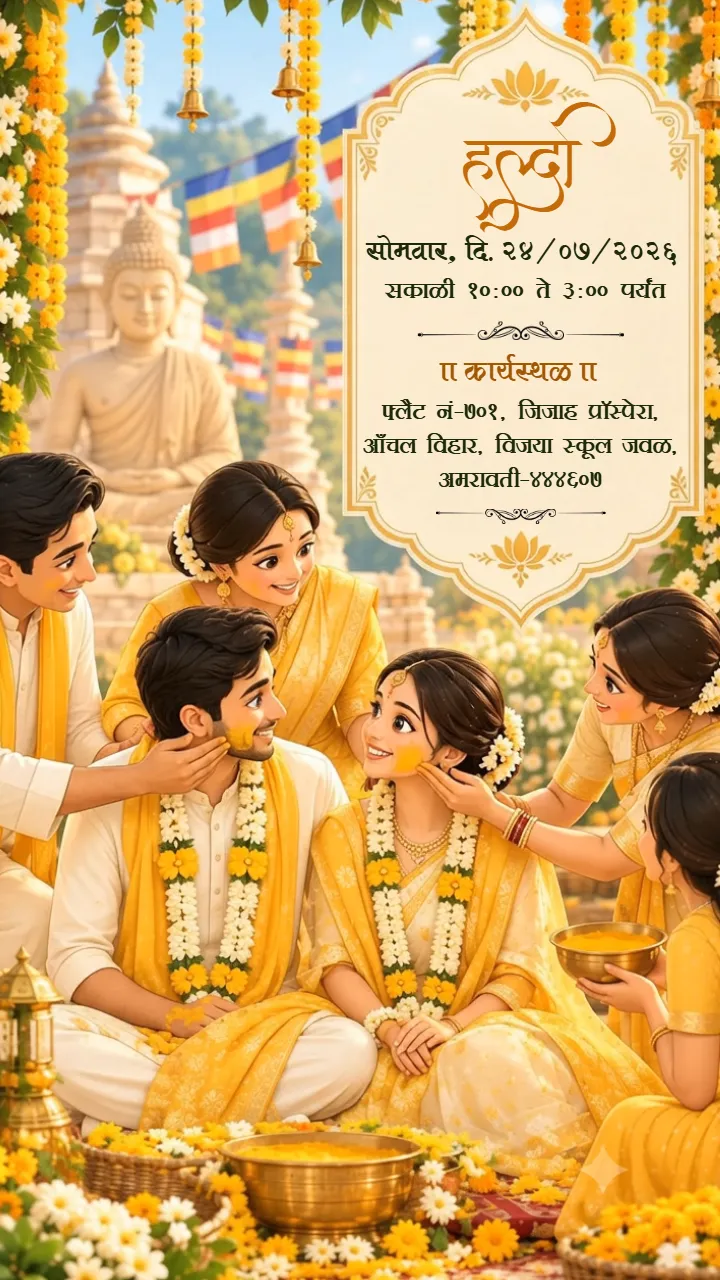 Buddhist Wedding Invitation Video with Golden Temple Theme