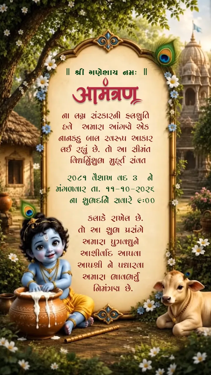 Download 3D Krishna Theme Baby Shower Invitation Video Ideas