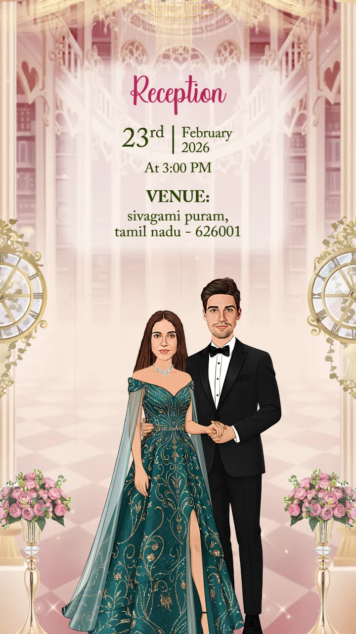 Christian Wedding Invitation Video with Floral Church Art