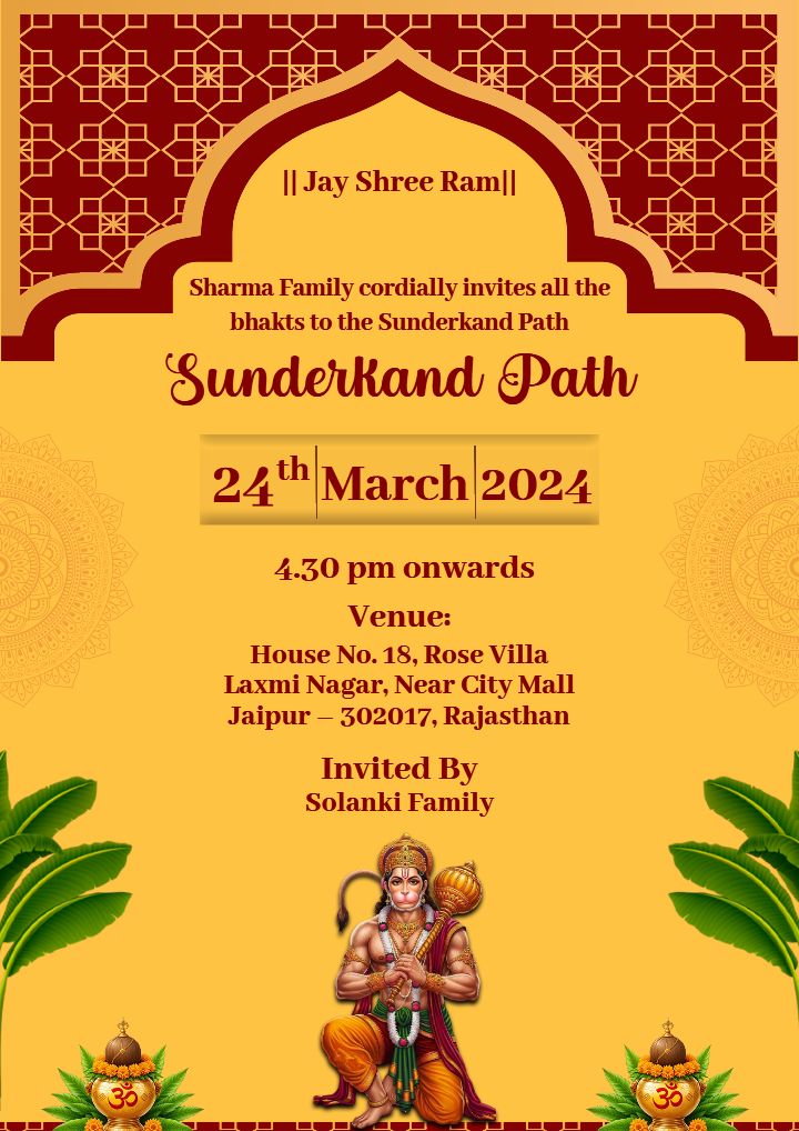 Sunderkand Invitation Template with Yellow Theme