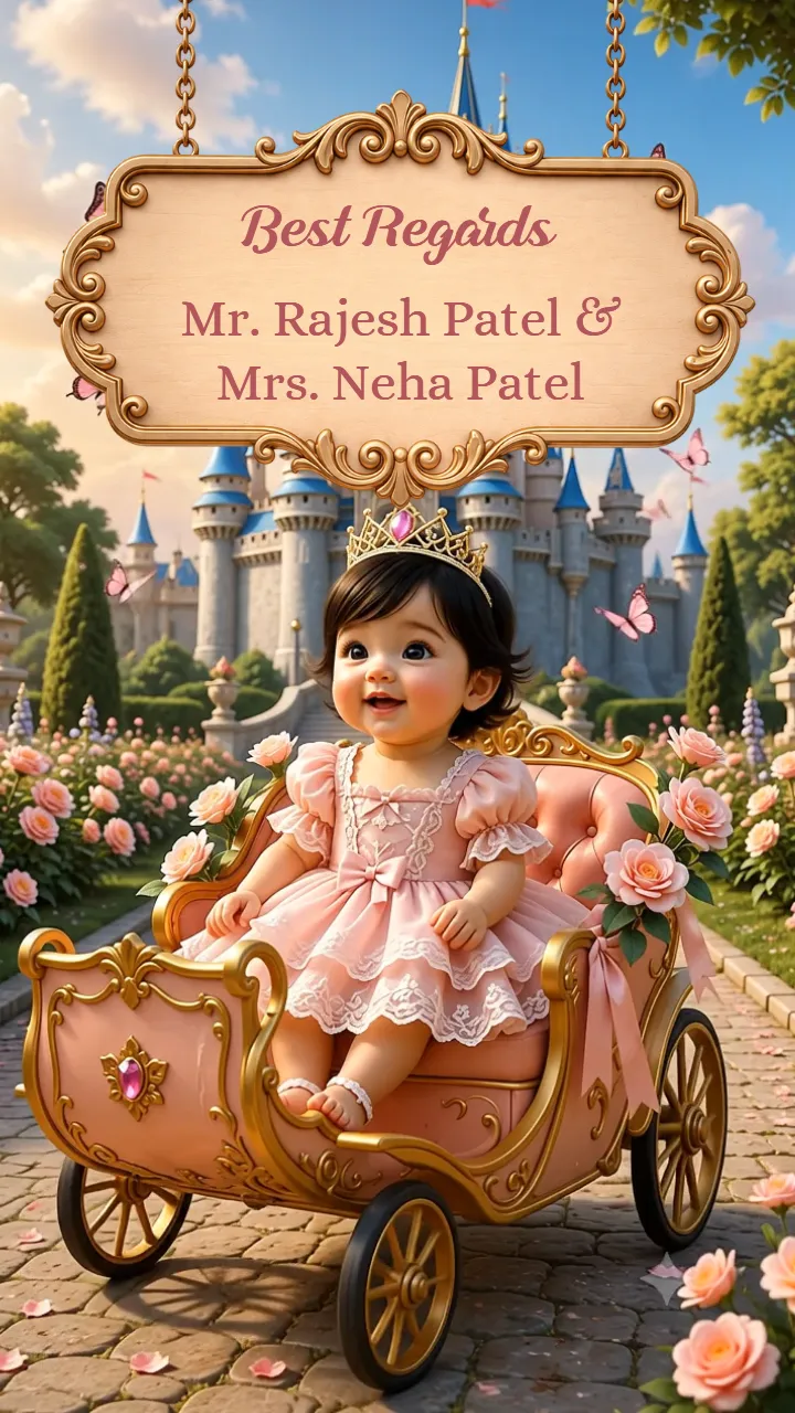 3D Birthday invitation video for Baby Princess Theme