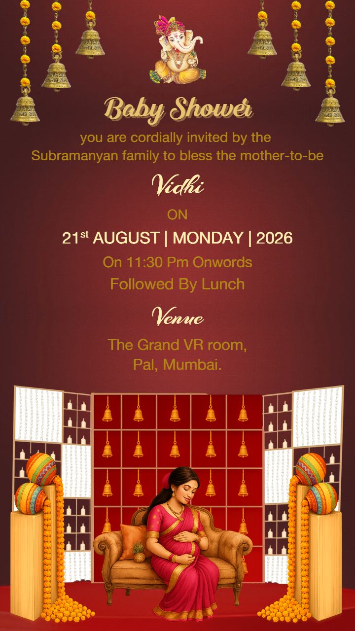 Invitation Card for Baby Shower with Lady Caricature Theme