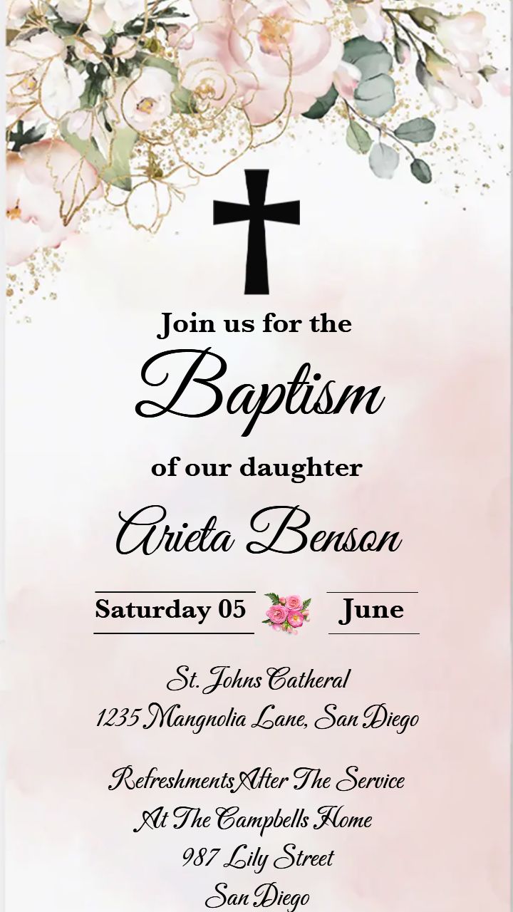 Baptism Invitation Card Maker Free With Church Theme Baptism