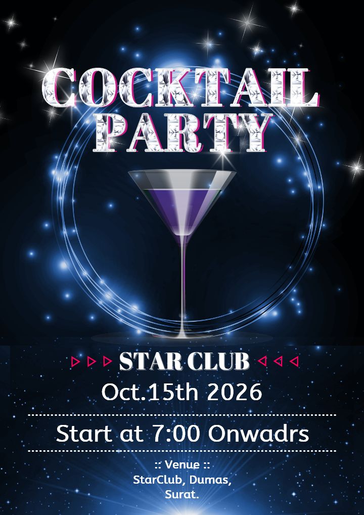 Sparkling Blue and Silver Cocktail Party Invitation Template