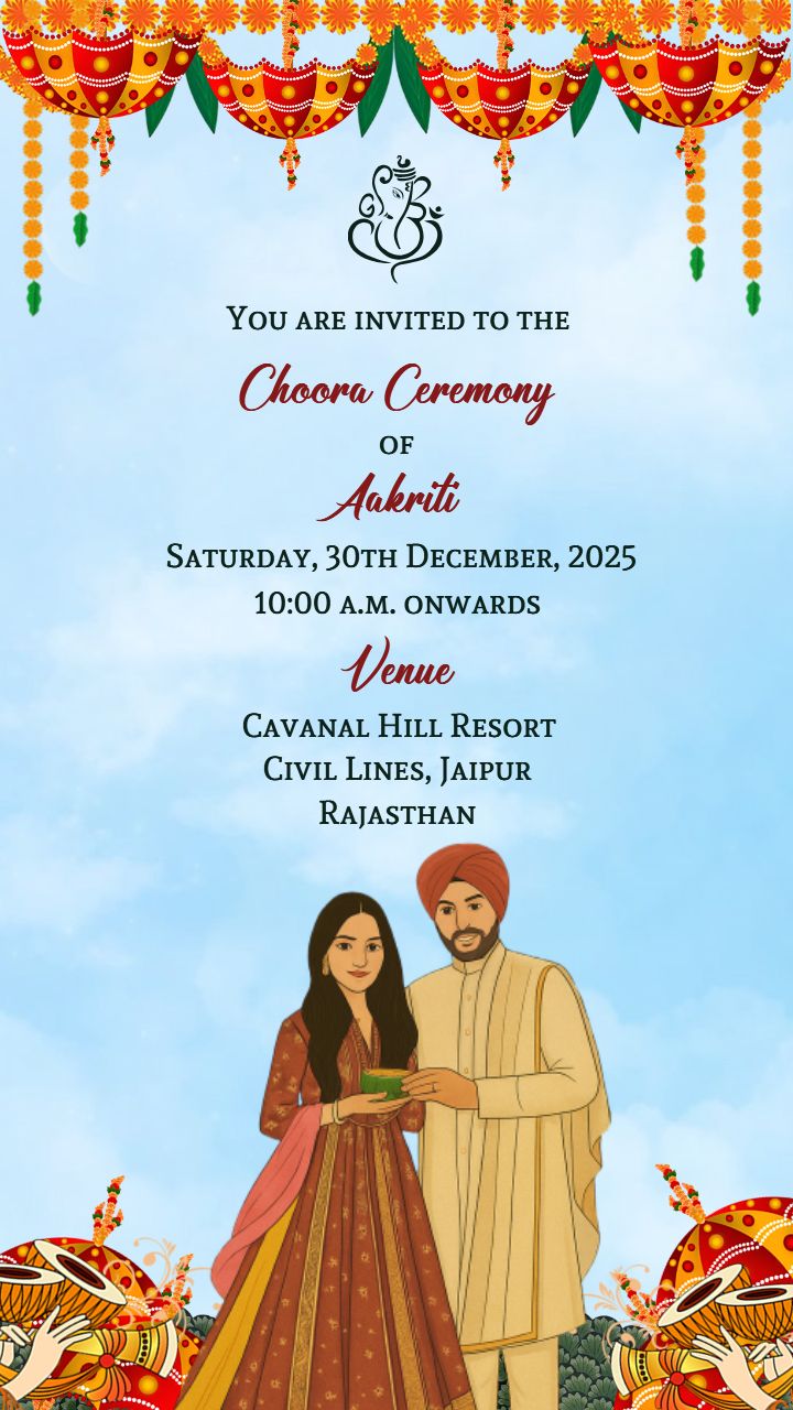 Elegant and Heartfelt Choora Ceremony Invitation Card