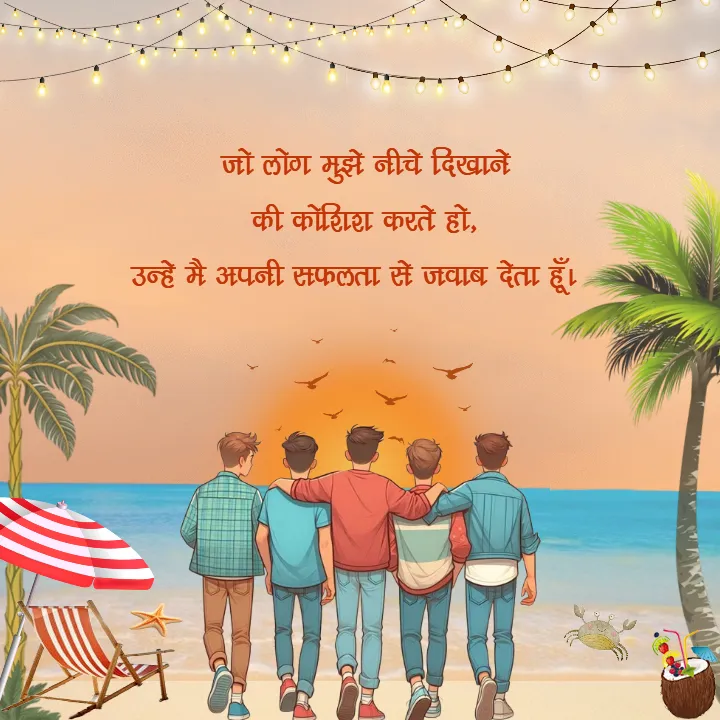 Attitude Quotes in Hindi for Boys with Sunset View
