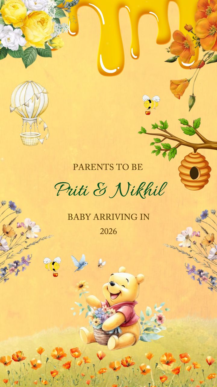 Announce my pregnancy using honeybee and nature themes