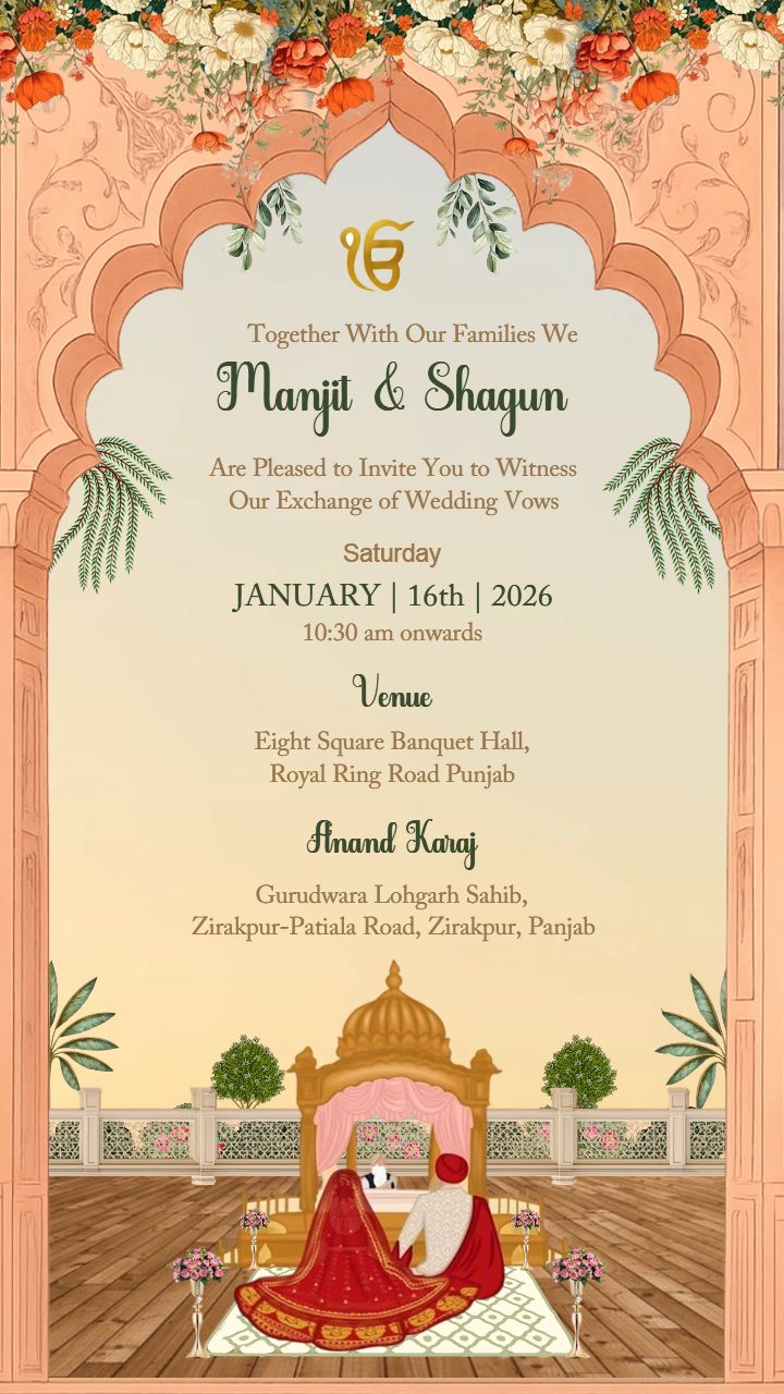 Designer Sikh Wedding invitation Card with Spiritual Feel