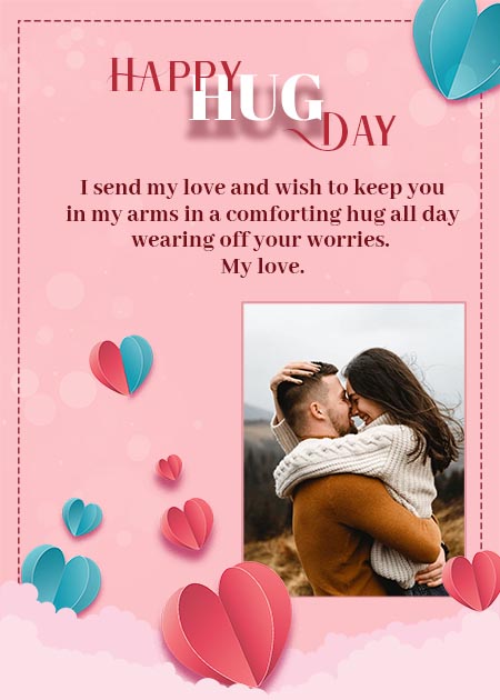 Free Happy Hug Day Wishes with Pink Theme