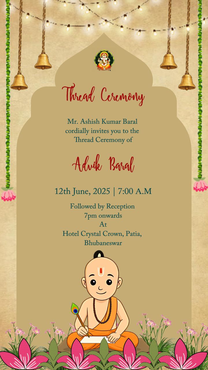 Thread Ceremony Invitation Video in English with Bells