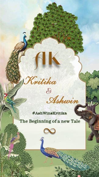 Nature Theme Wedding Invitation Template With Caricature