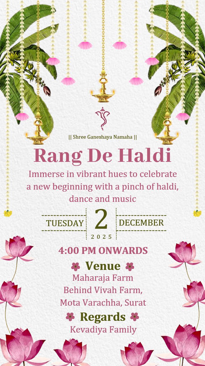 Wedding Invitation Card with Colorful Background
