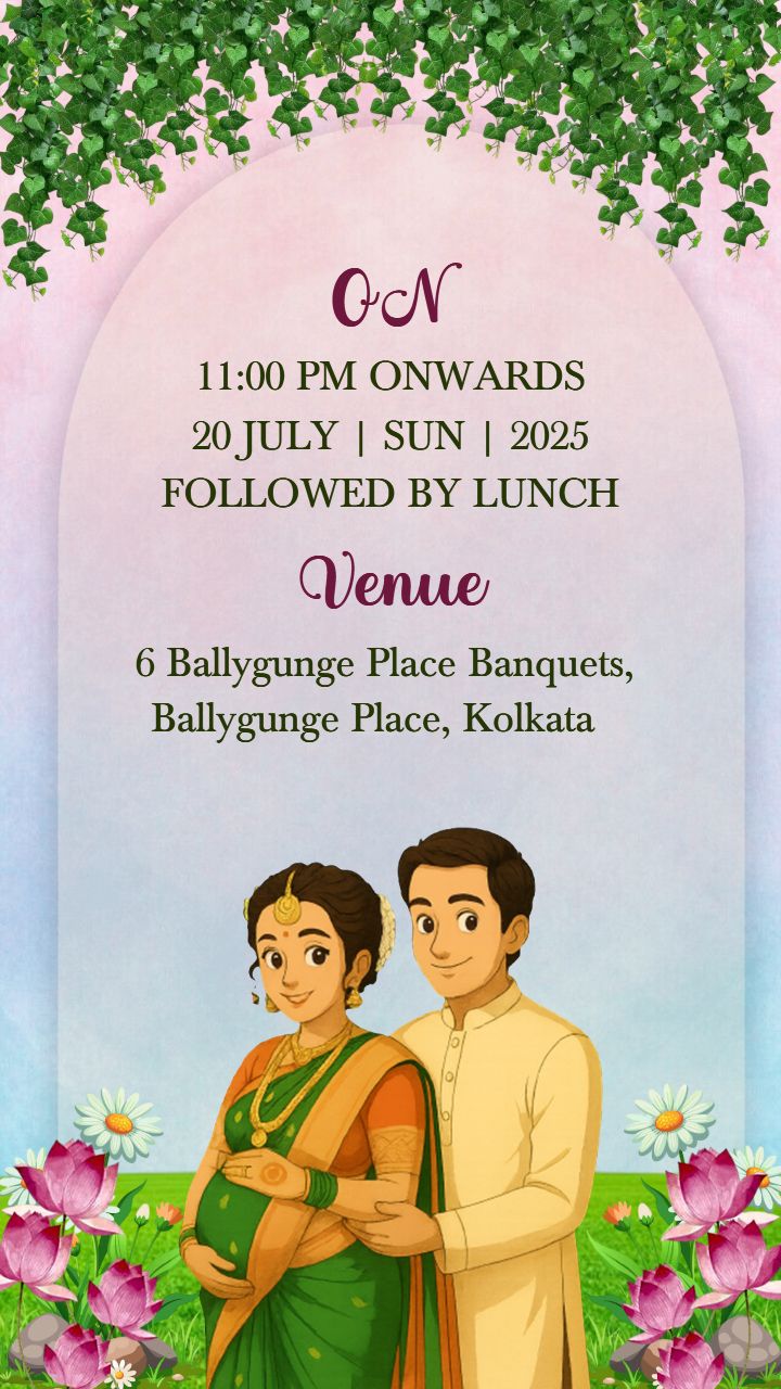 Invitation Video Of Godh Bharai Function With Floral Theme