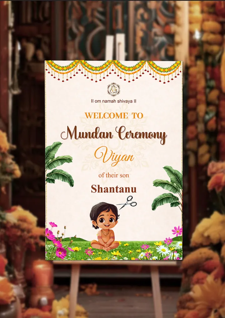 Mundan Ceremony Welcome Board Floral Baby Boy Theme