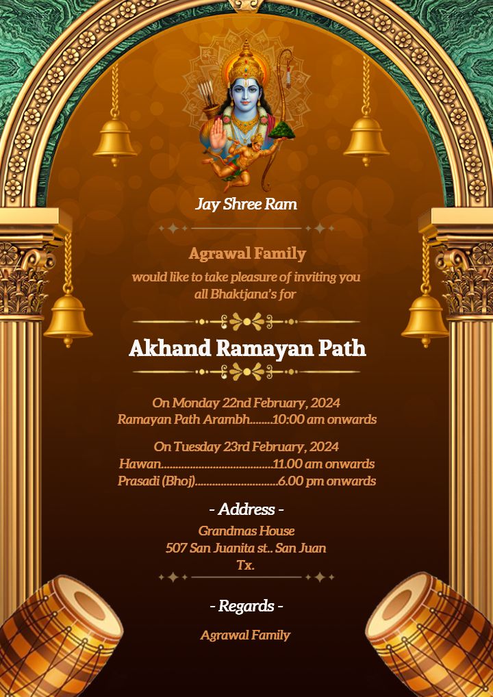 Akhand Ramayan Path Invitation Create Template